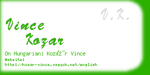 vince kozar business card